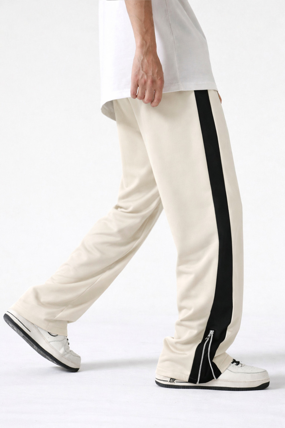 Image of Vontade Striped Men Beige Track Pants
