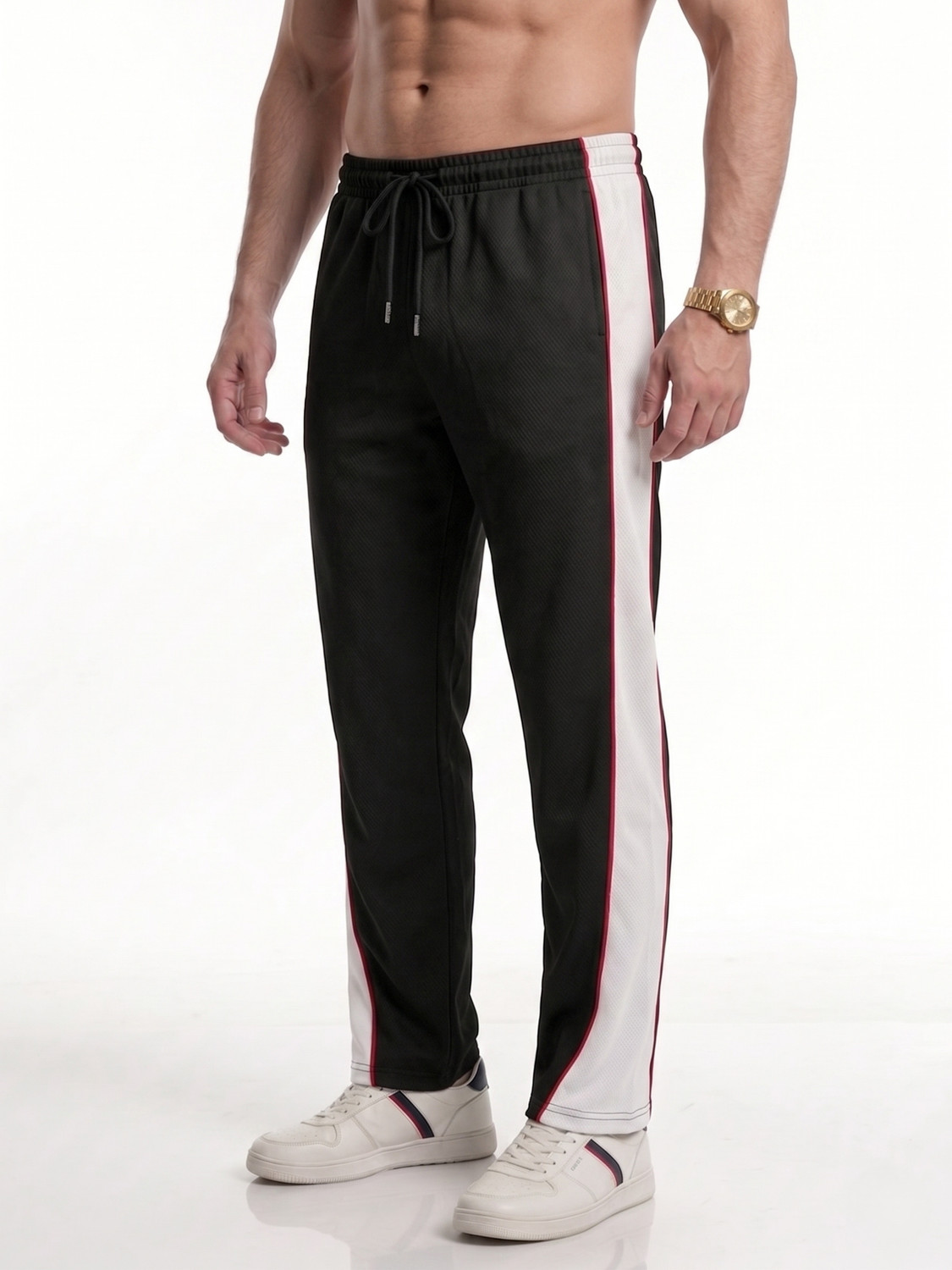 Image of MODESHIFT Striped Men White Track Pants