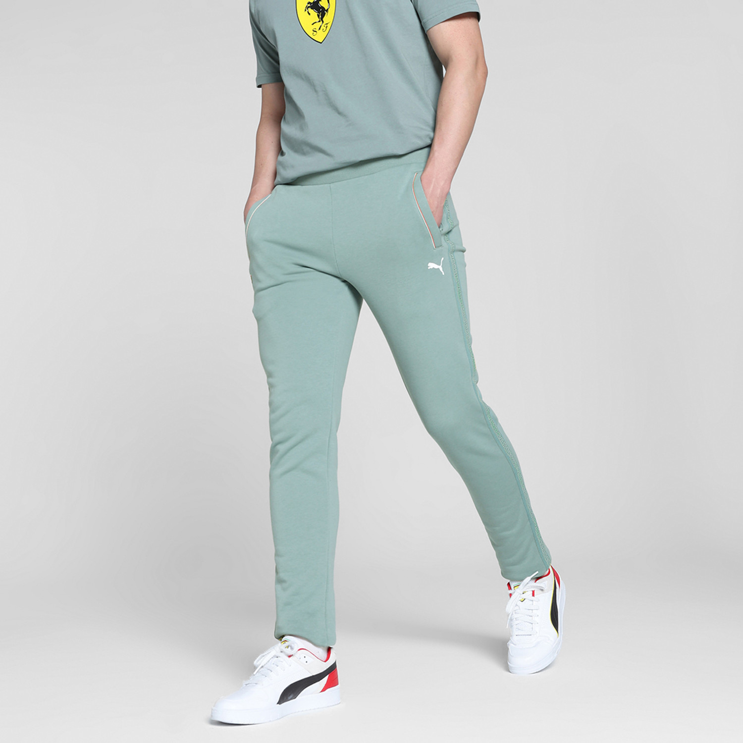 Image of PUMA Solid Men Green Track Pants