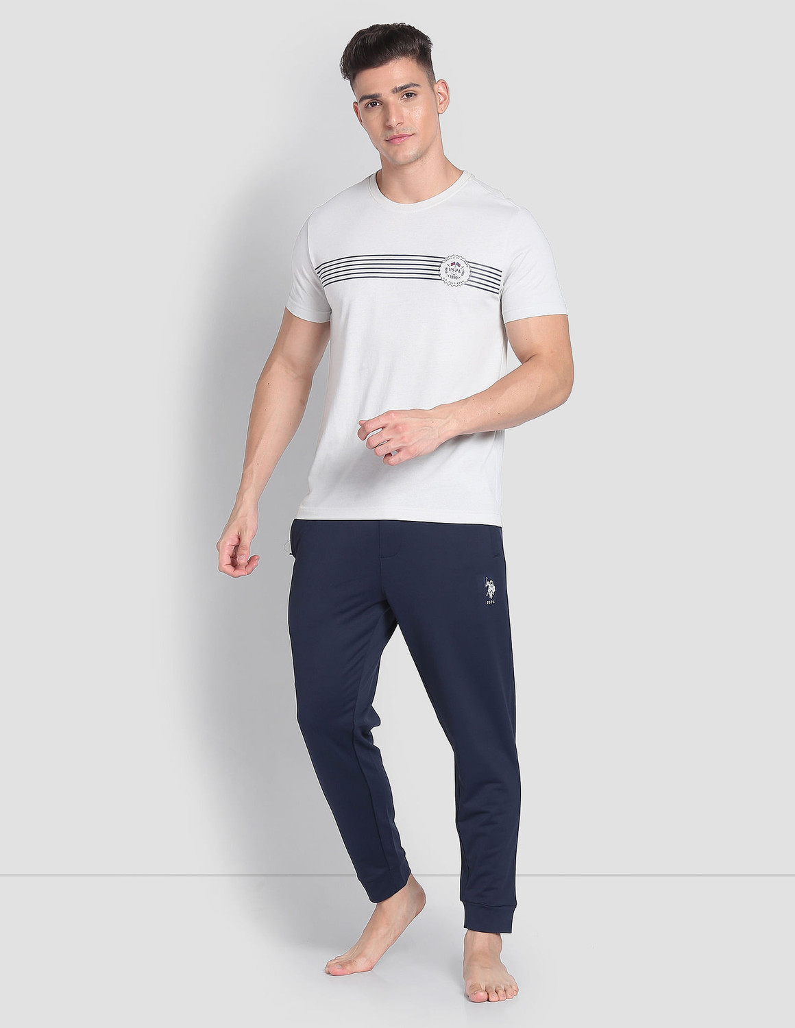 Image of U.S. POLO ASSN. Men Solid Blue Track Pants