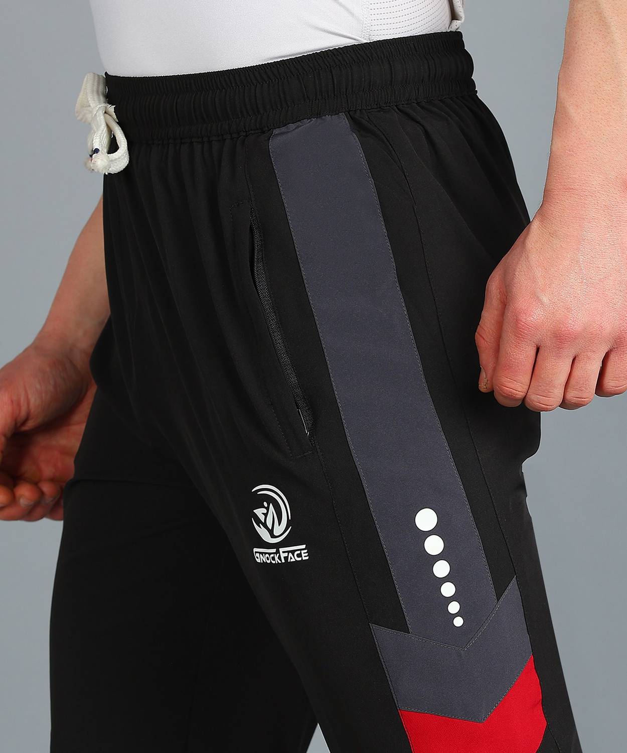 GNOCKFACE Men's Printed Self Design Black Track Pants - Image 5
