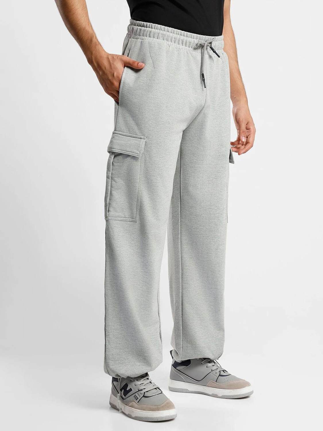 Image of NOBERO Self Design Men Grey Track Pants