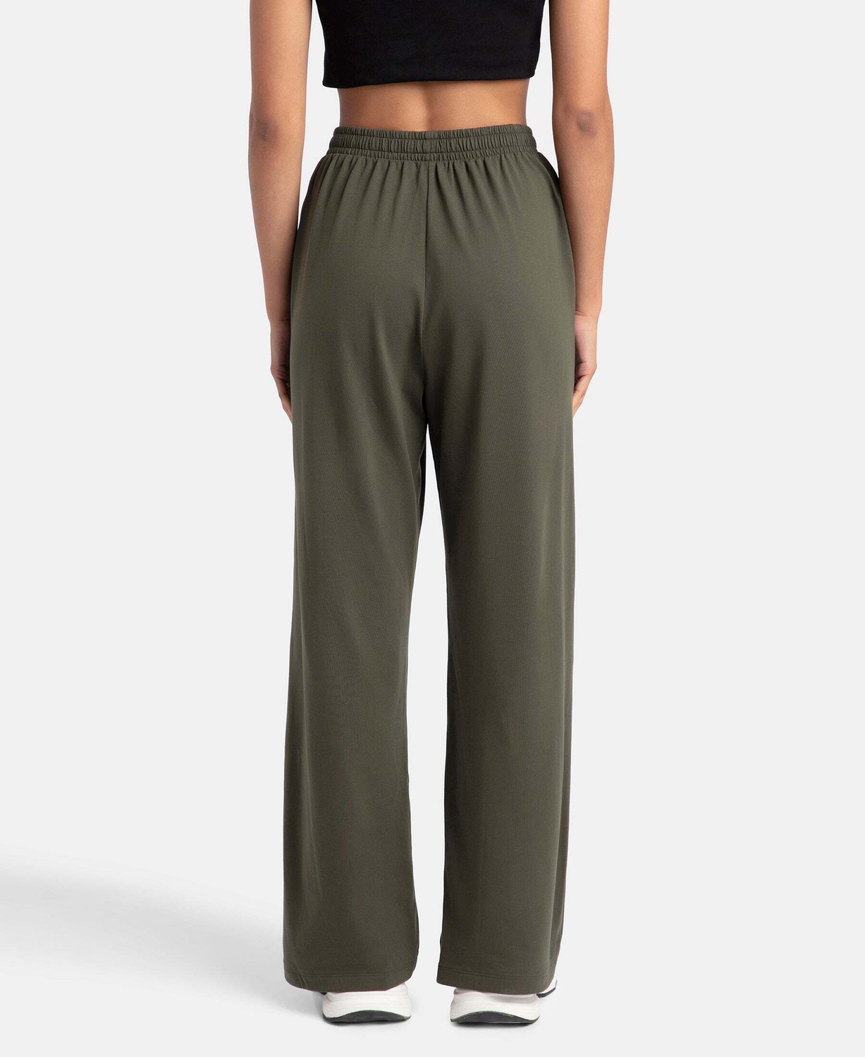 Image of JOCKEY A158 Super Combed Cotton Rich Solid Women Olive Track Pants