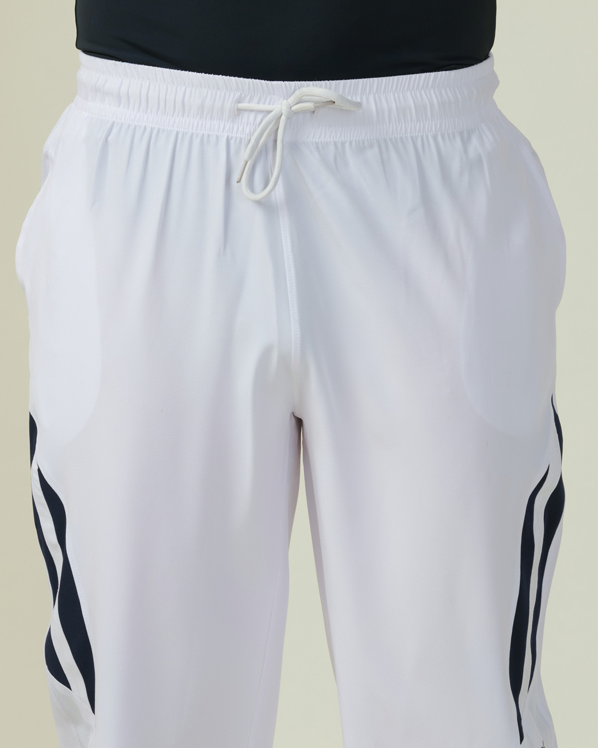 Image of HRX by Hrithik Roshan Striped Men White Track Pants