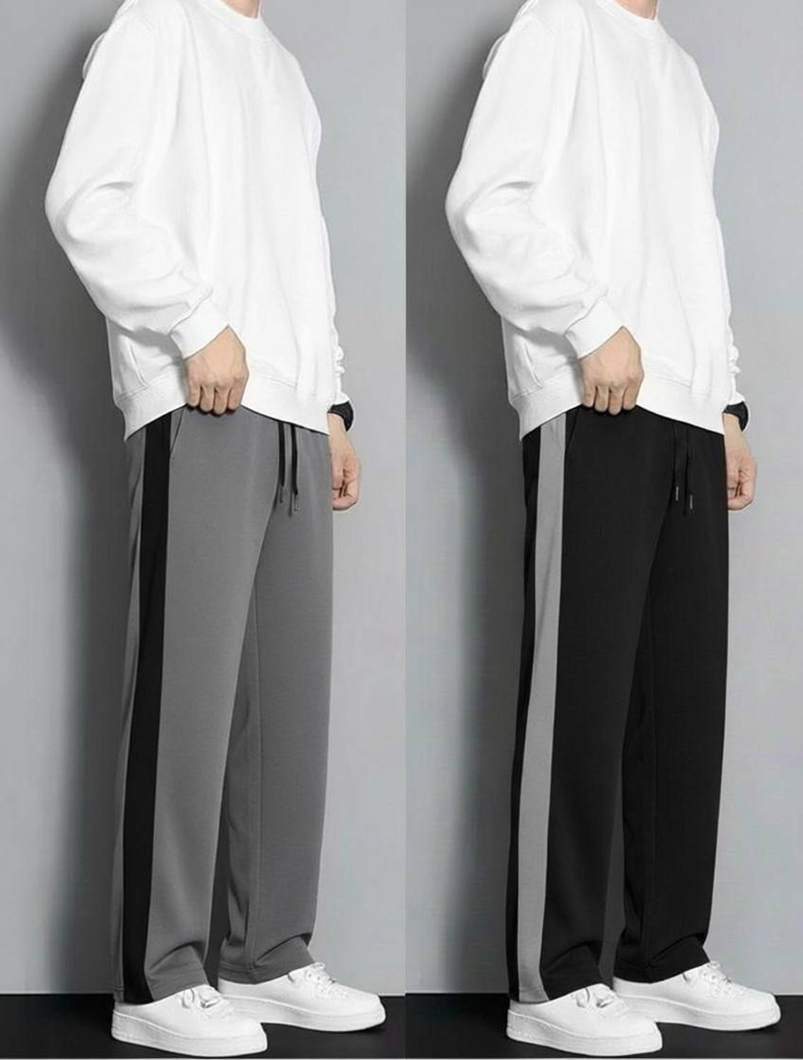 Venner Men Grey, Black Track Pants Pack of 2 - Image 1
