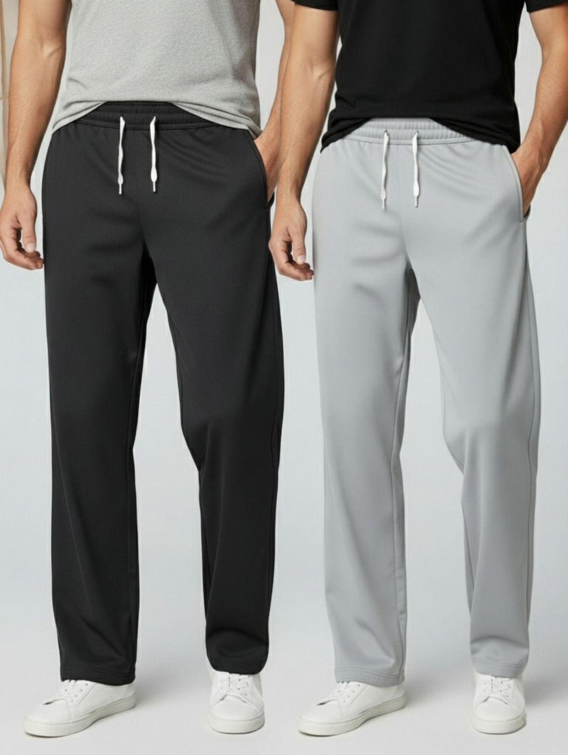 Image of INDICLUB Loose Fit Men Black, Silver Trousers