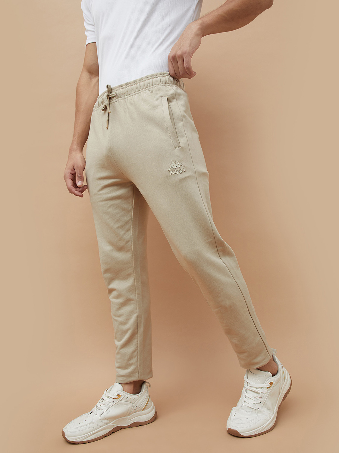 Image of Kappa Solid Men Beige Track Pants