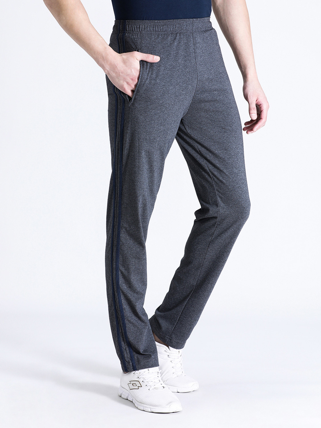 Image of CROCODILE Solid Men Grey Track Pants