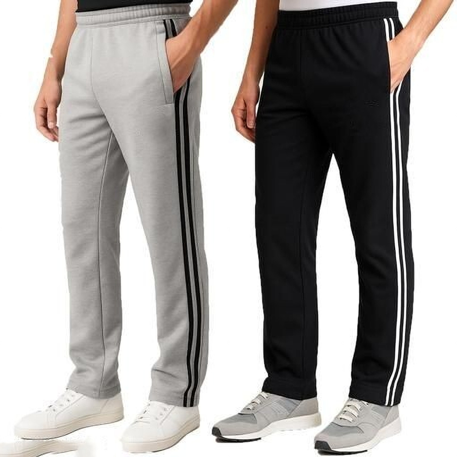 Image of LAYZEE Solid, Striped Men Black Track Pants