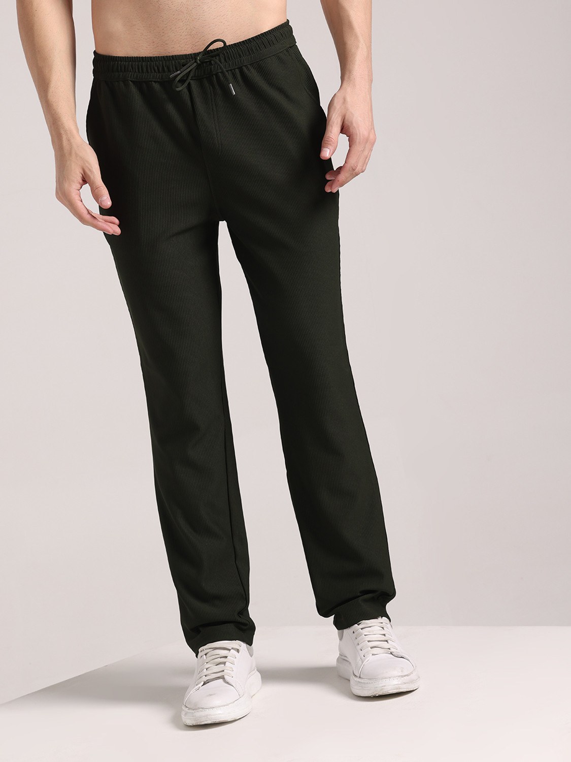 Image of INDICLUB Solid Men Black Track Pants