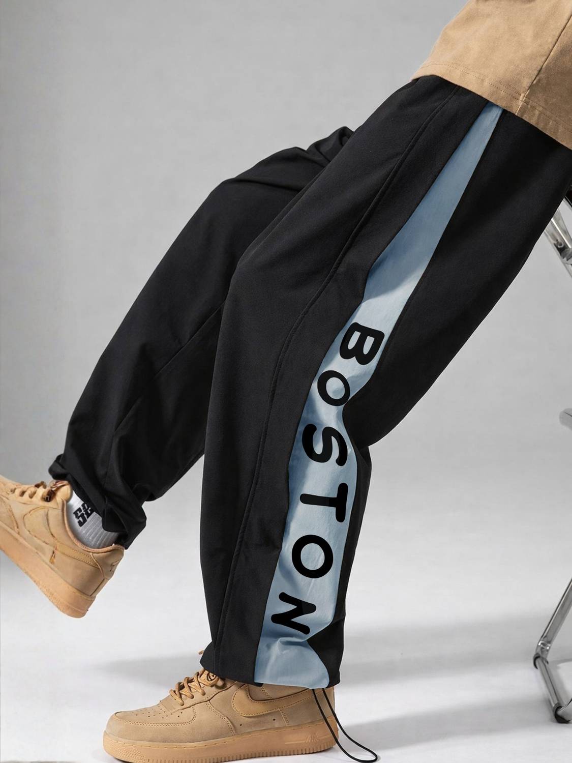 Jump Cuts Men Black, Grey Track Pants - Image 1