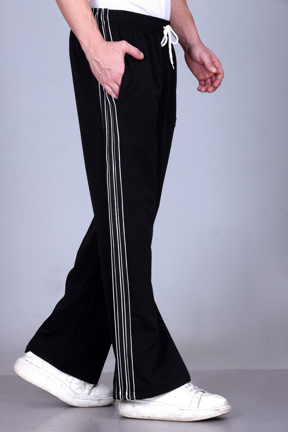 Image of HVBK Striped Men Black Track Pants