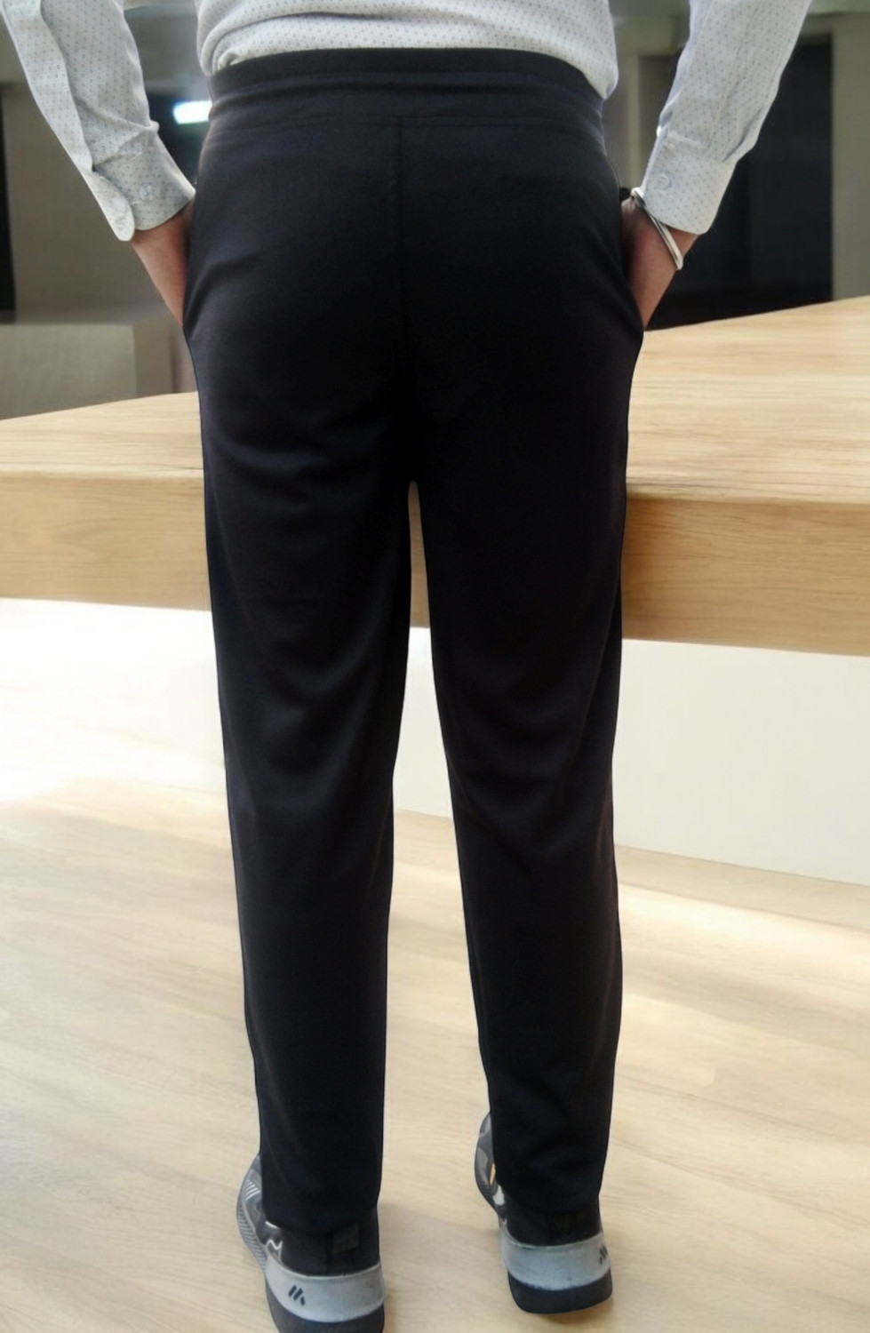 Image of MPFASHION Solid Men Black Track Pants