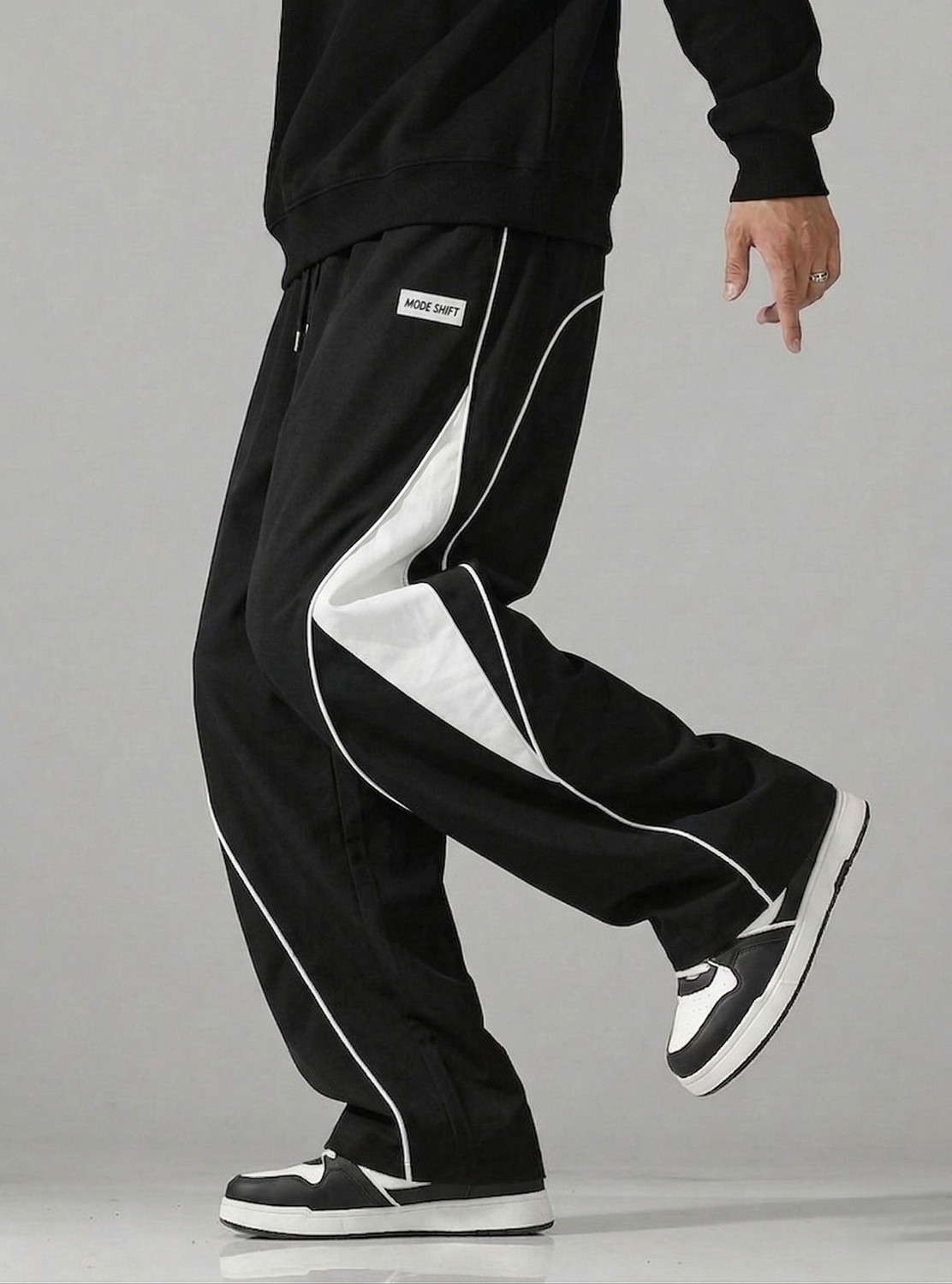 Image of MODESHIFT Striped Men White, Black Track Pants