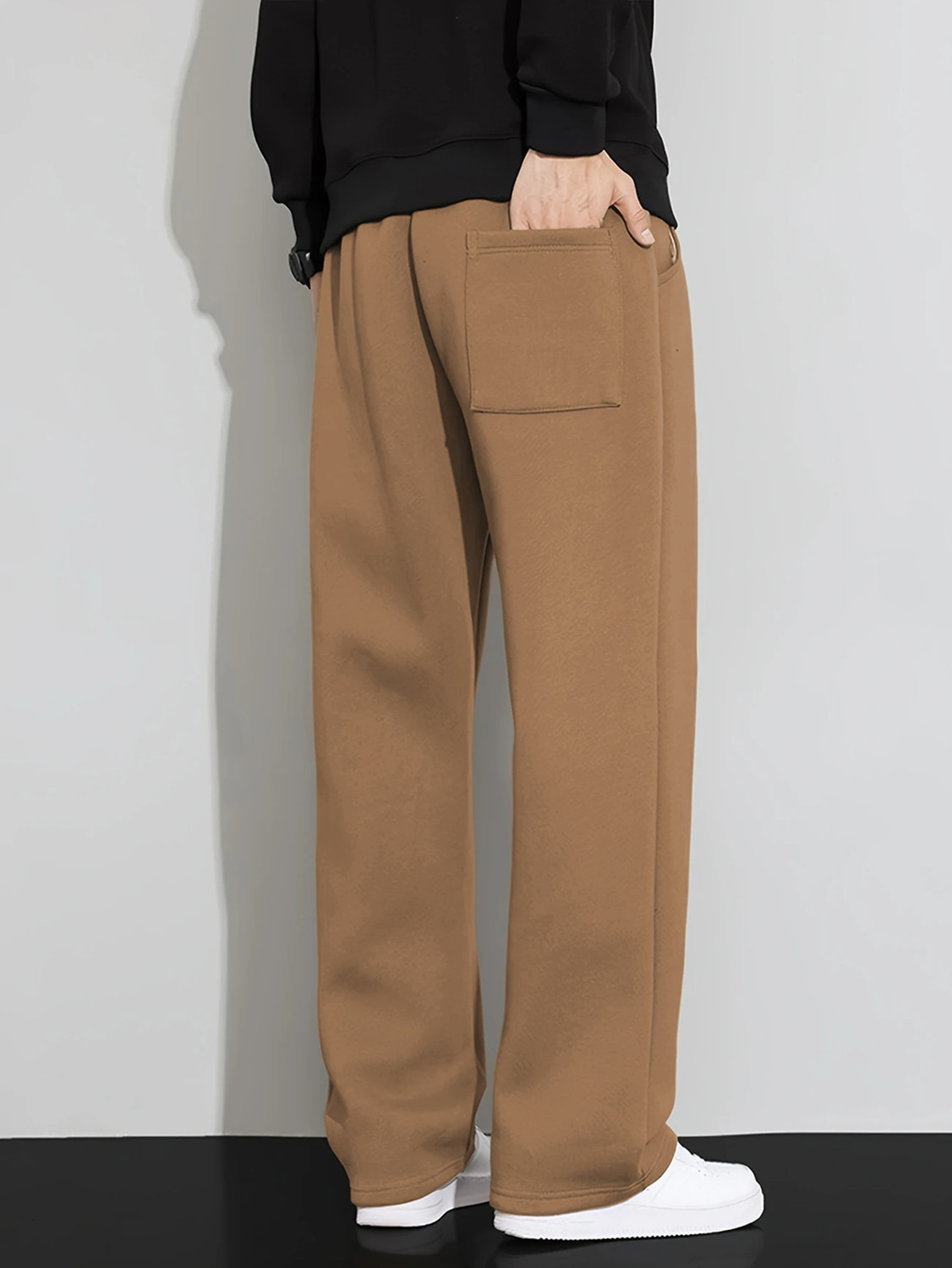 Image of JexPuti Solid Men Brown Track Pants