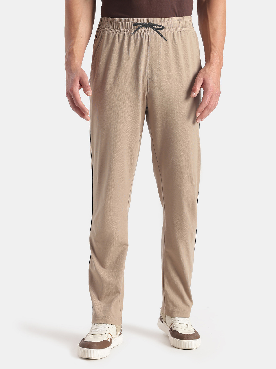 Image of JOCKEY 9500 Super Combed Cotton Rich Solid Men Beige Track Pants