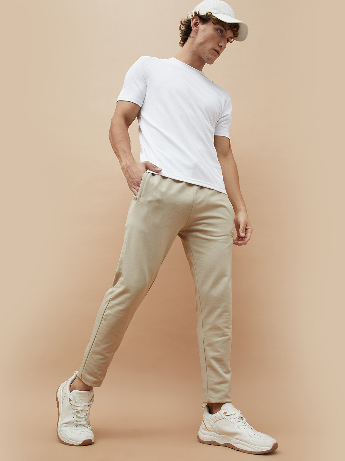 Image of Kappa Solid Men Beige Track Pants