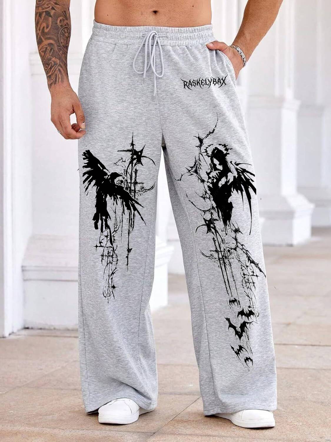 RASKELYBAX Printed Men Grey Track Pants - Image 1