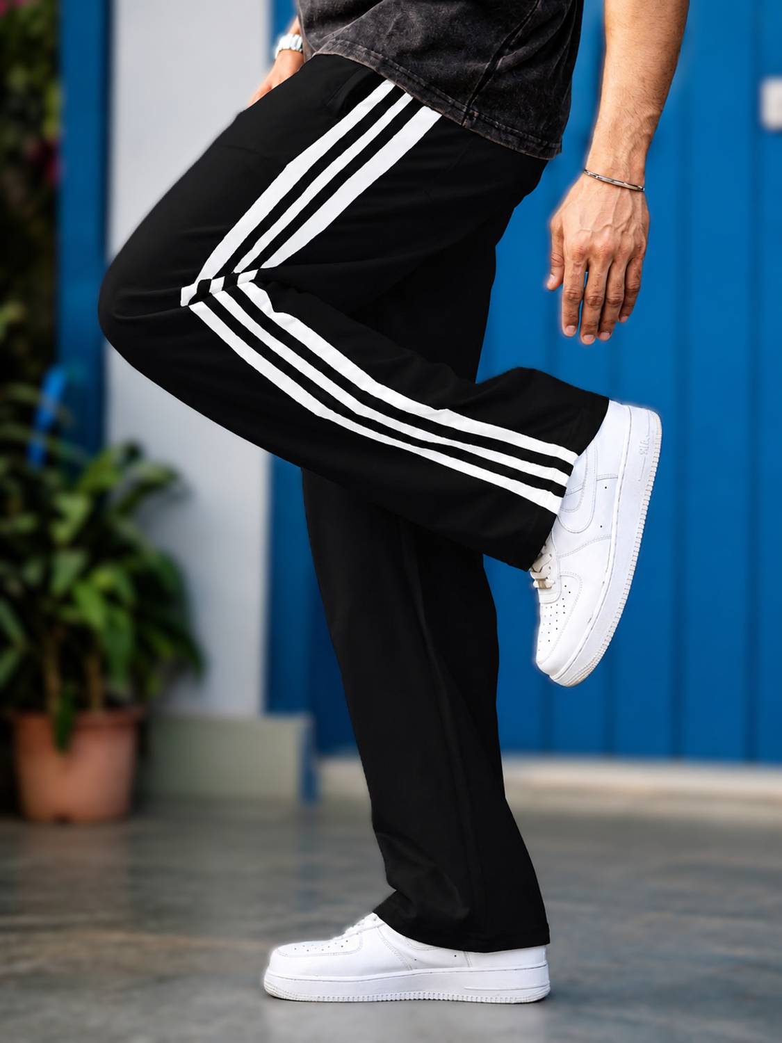 AVYRA Men Black Striped Track Pants - Image 3