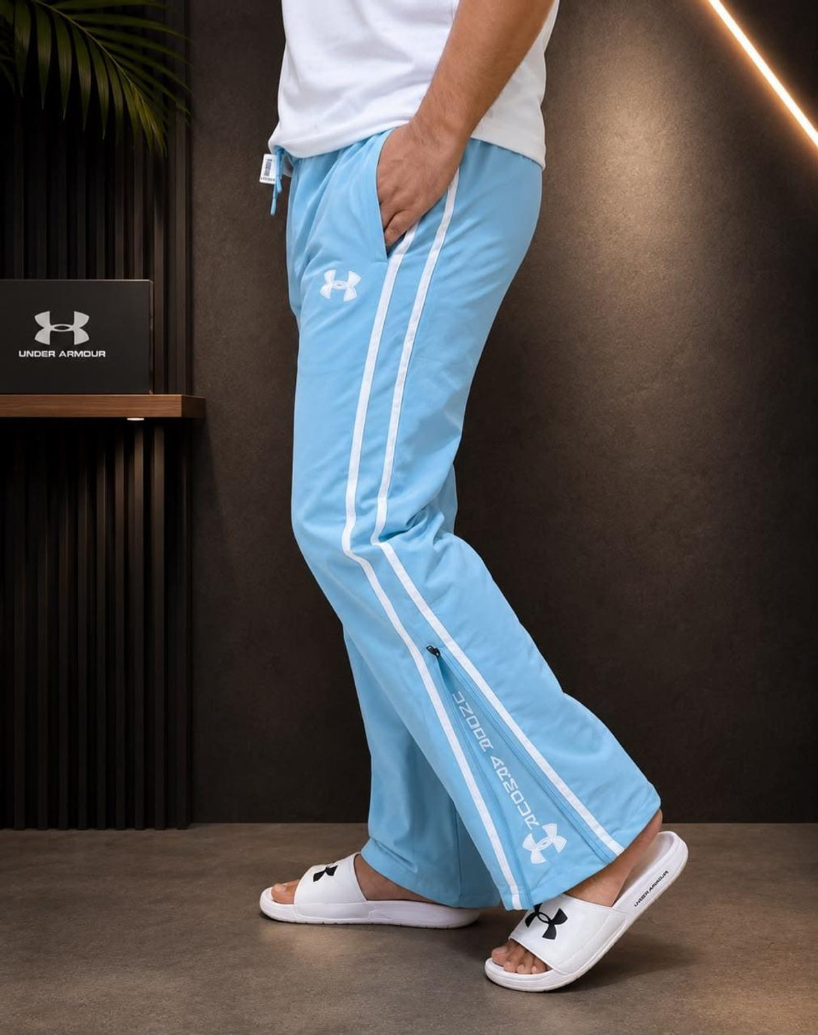 Image of RSV Men Striped Light Blue Track Pants
