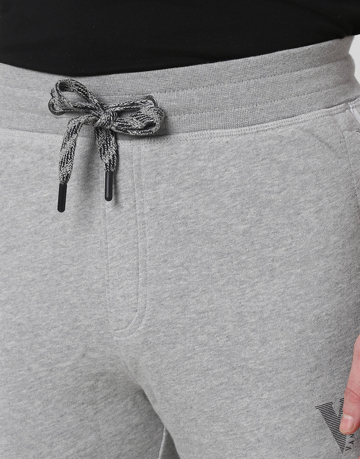 Image of VAN HEUSEN Athleisure Men Grey Solid Drawstring Waist Side Panel Joggers Printed Men Grey Track Pants