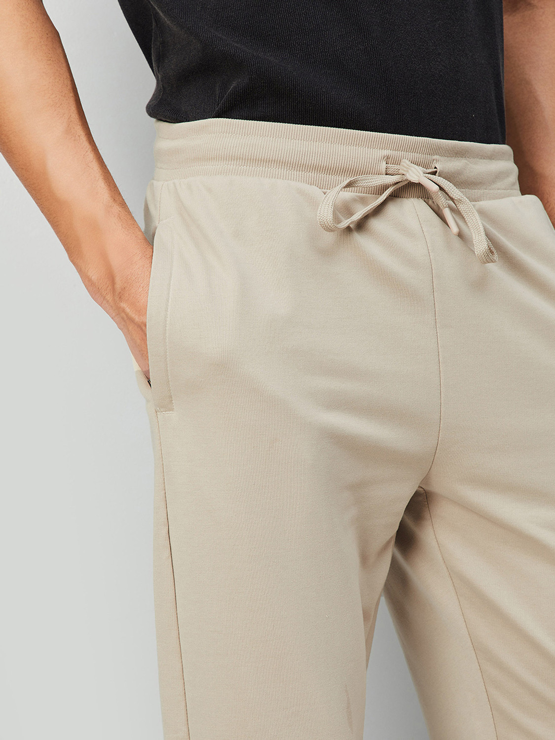Image of MAX Solid Men Beige Track Pants