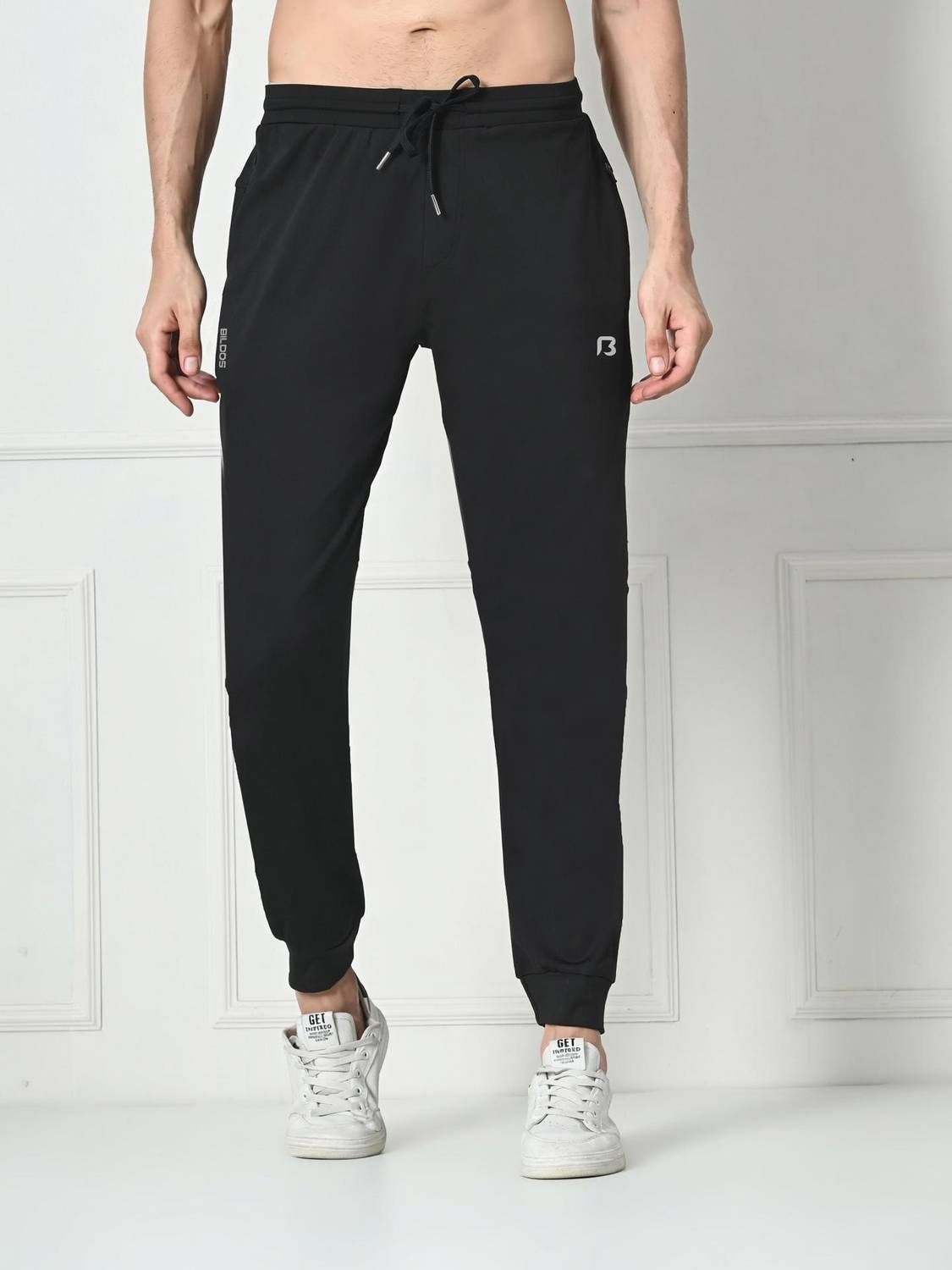 BILDOS Solid Men Black Track Pants