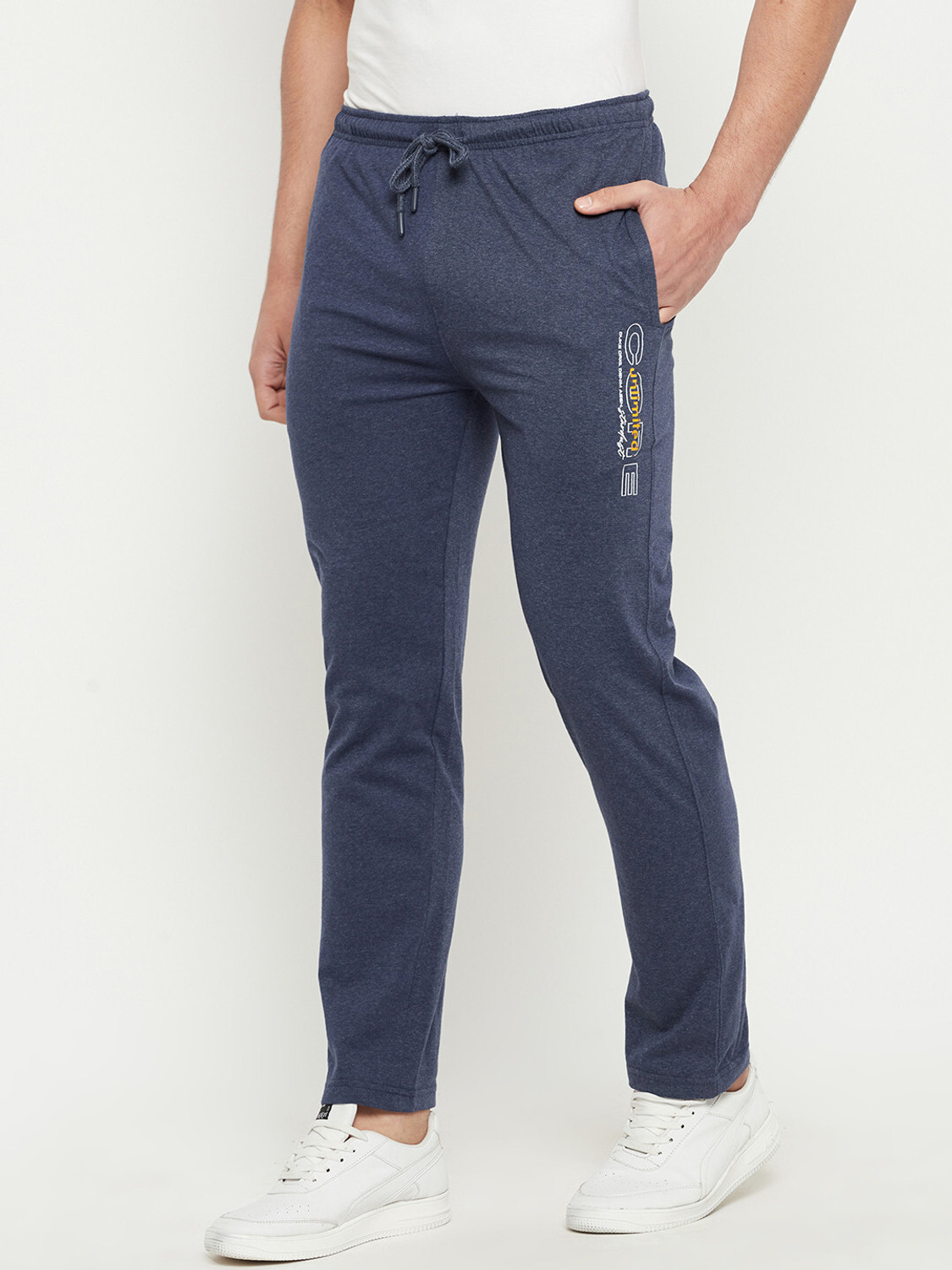 Image of DUKE Solid Men Blue Track Pants