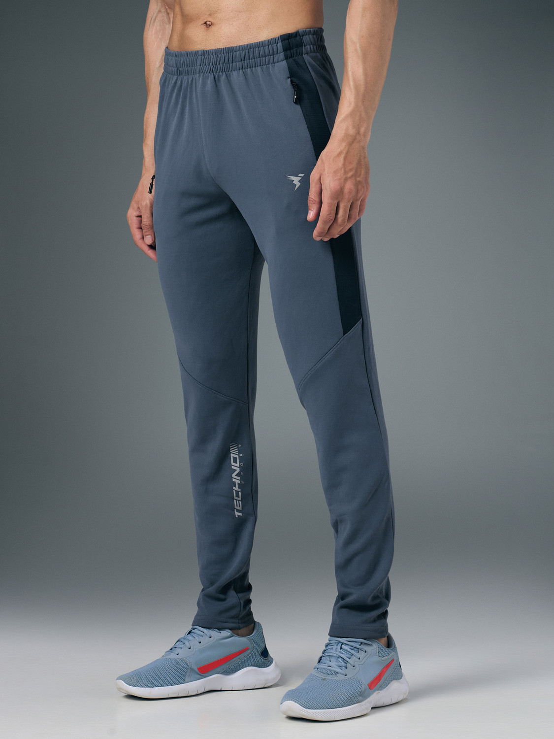 Image of TECHNOSPORT Colorblock Men Light Blue Track Pants