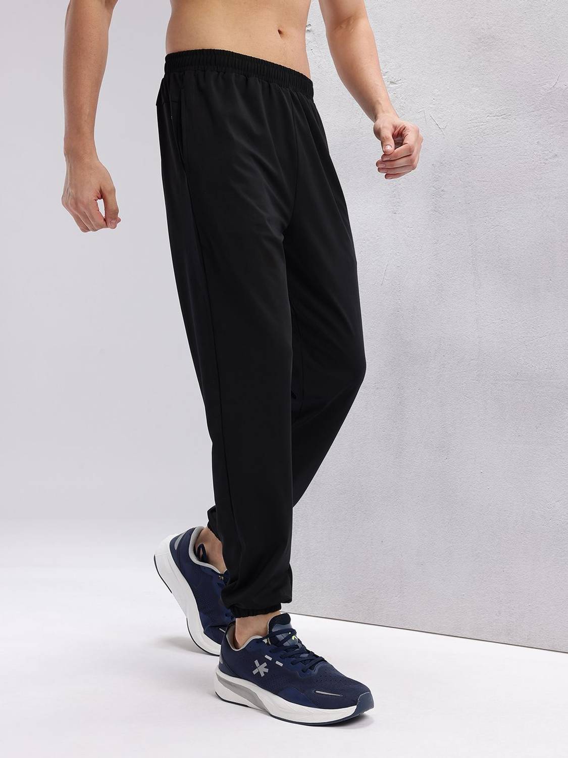 HRX Solid Men Black Track Pants - Image 2