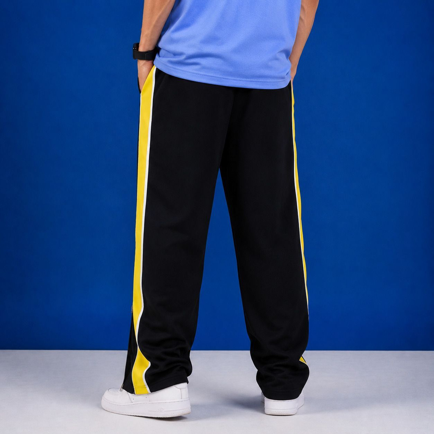 Image of Kynetic Colorblock Men Yellow, Black Track Pants