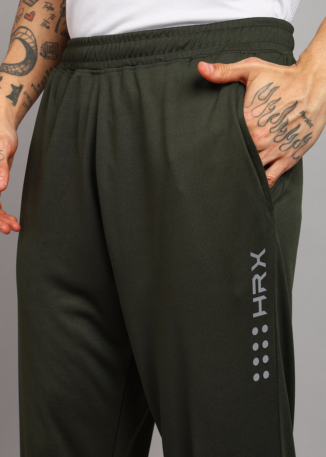 Image of HRX by Hrithik Roshan Solid Men Grey Track Pants