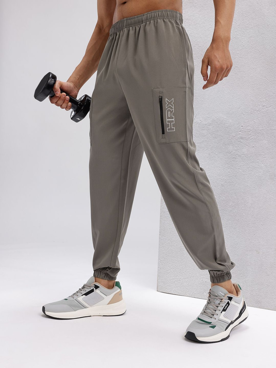Image of HRX by Hrithik Roshan Solid Men Grey Track Pants