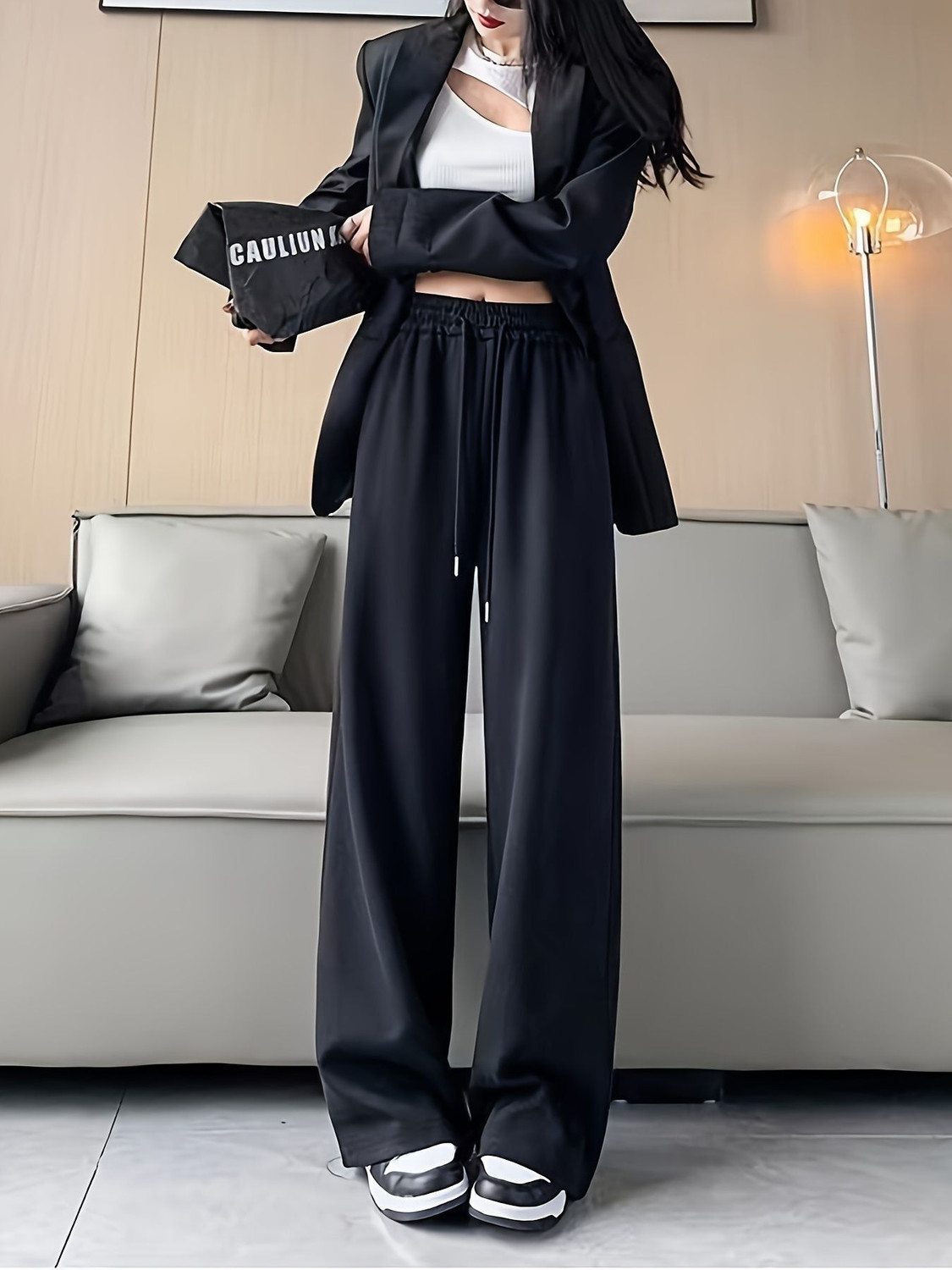 Image of PROGENY Solid Women Black Track Pants