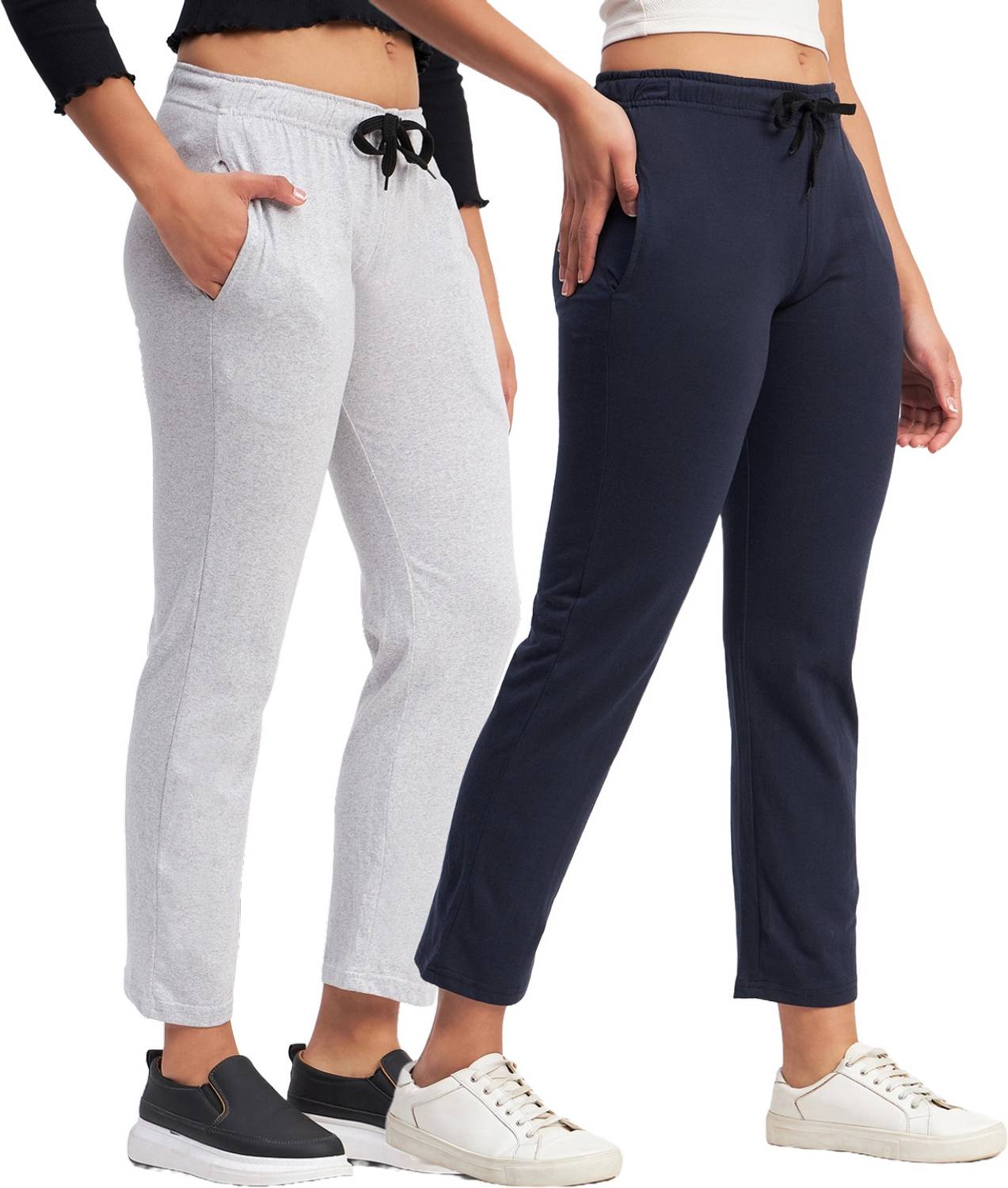 Alza Solid Women Grey, Blue Track Pants