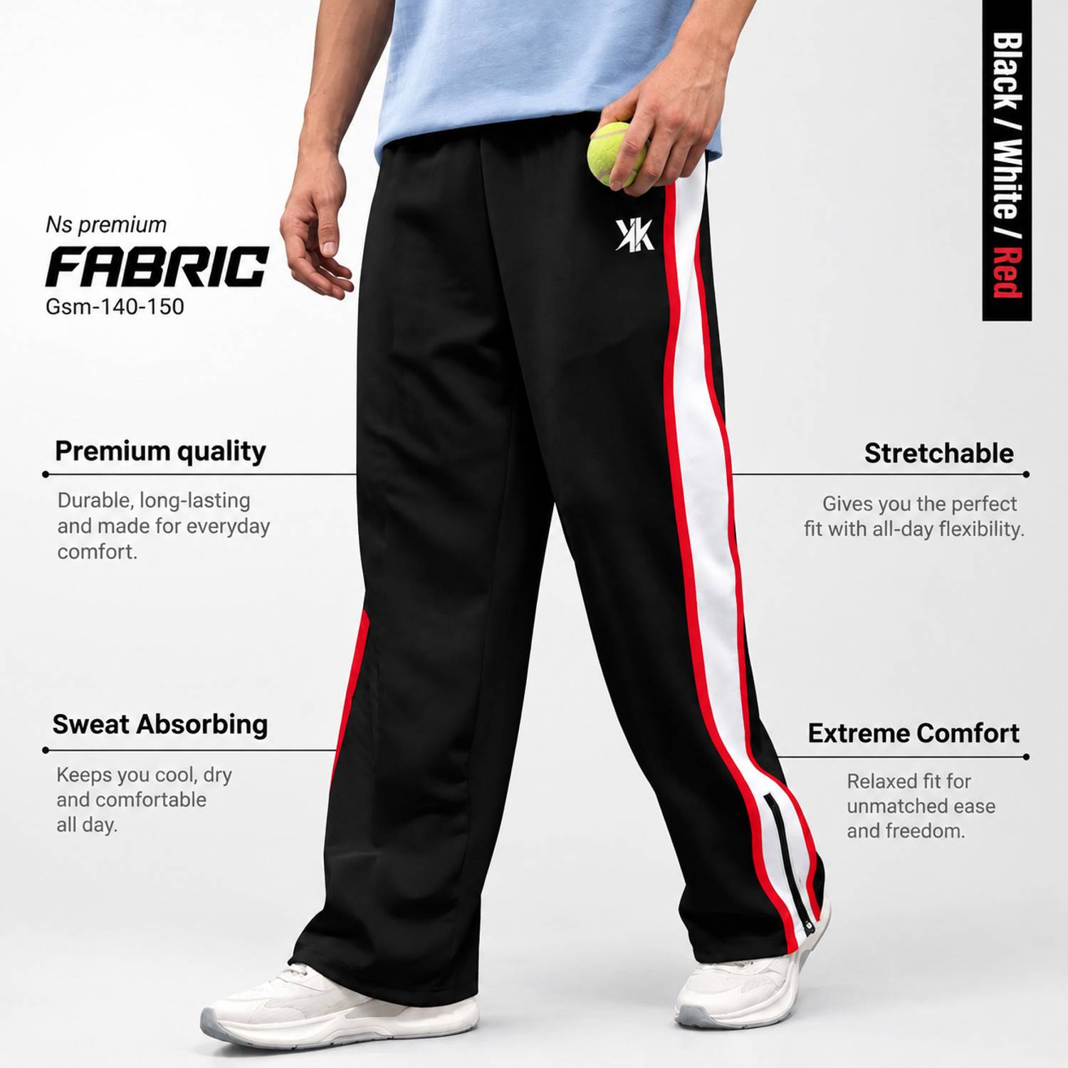 Kynetic Colorblock Men Black Track Pants - Image 3