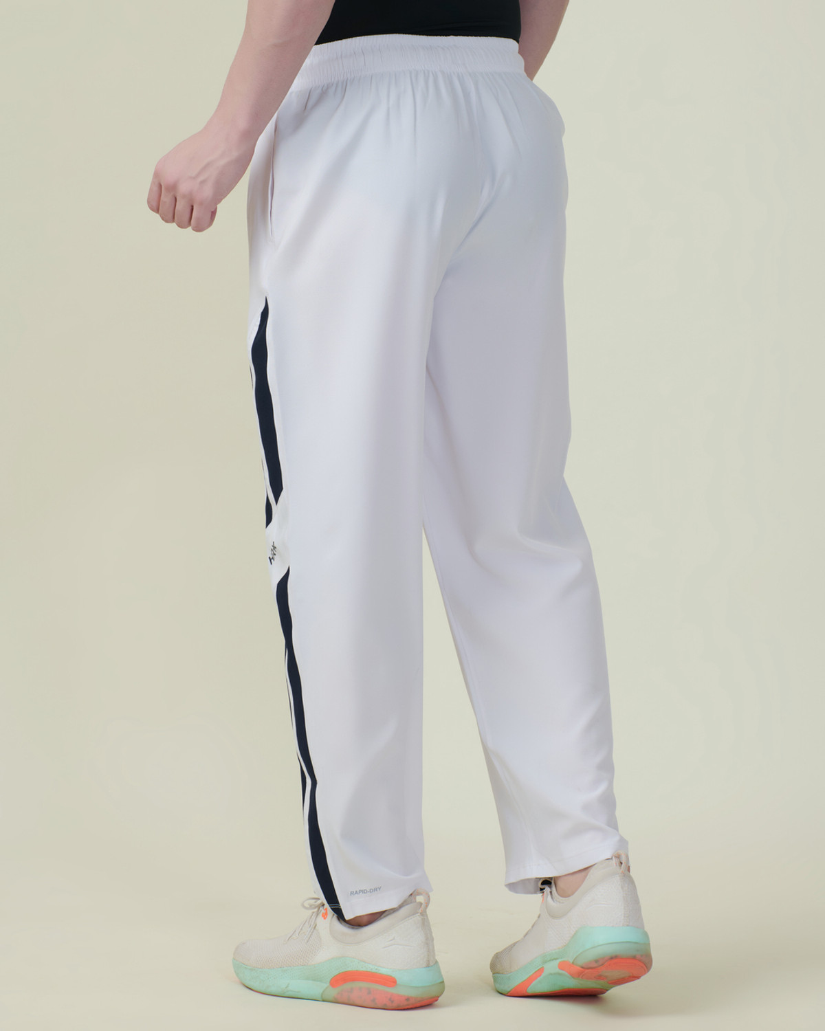 Image of HRX by Hrithik Roshan Striped Men White Track Pants