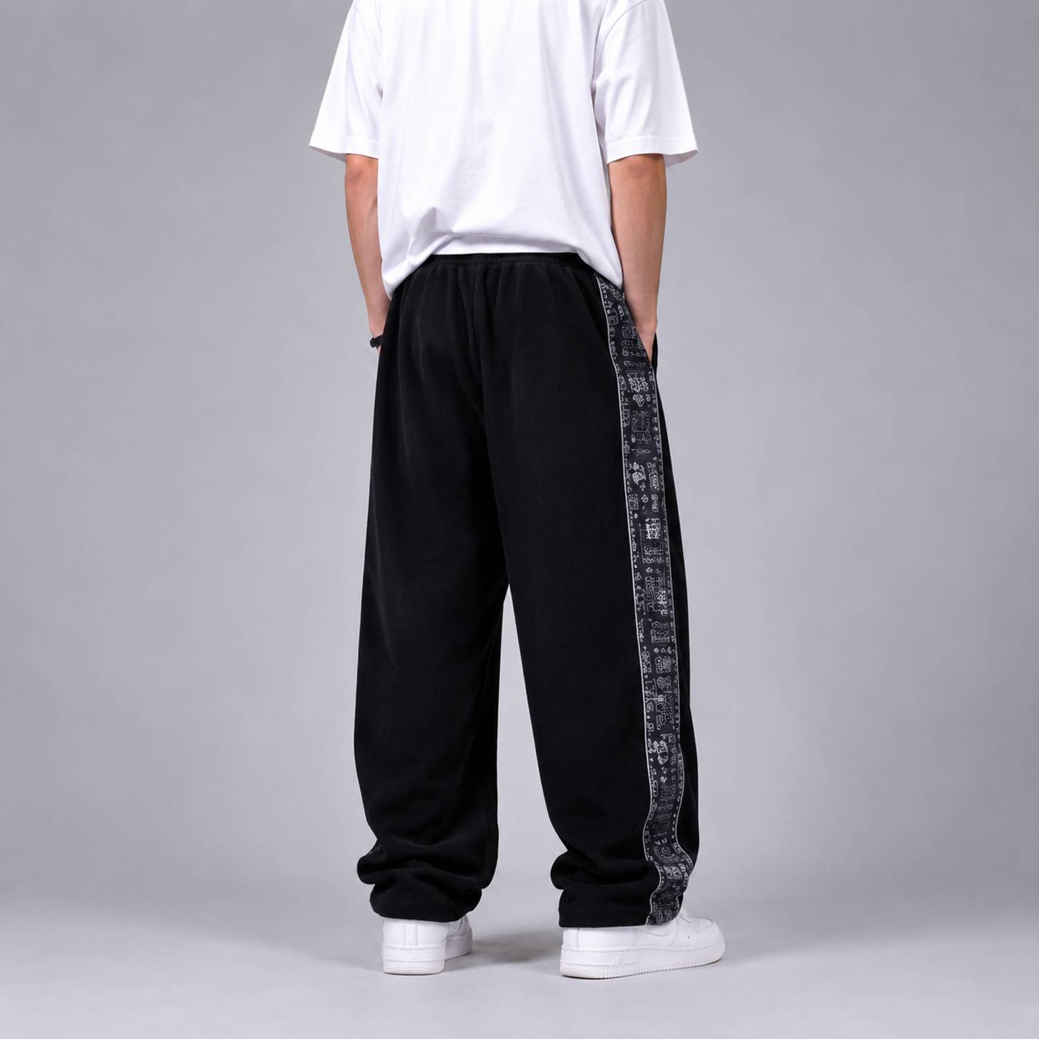 MODESHIFT Men Black Printed Track Pants - Image 4