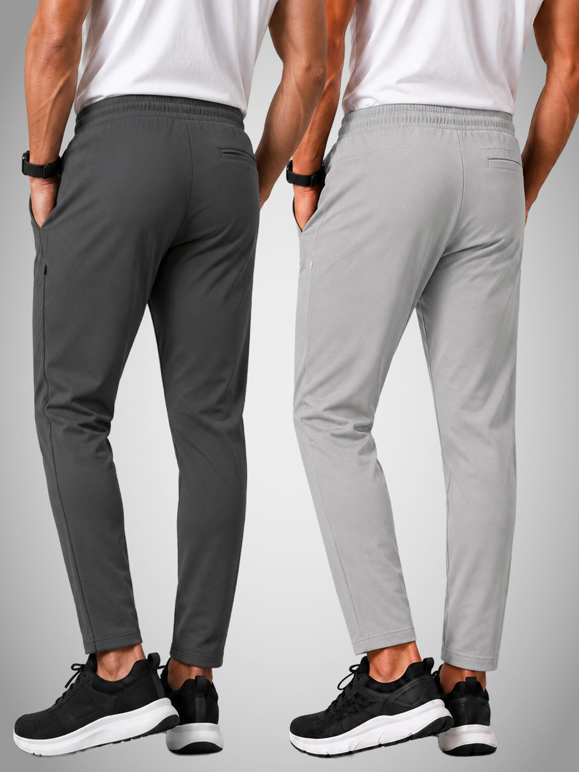 Image of Yazole Pack of 2 Men Solid Grey Track Pants
