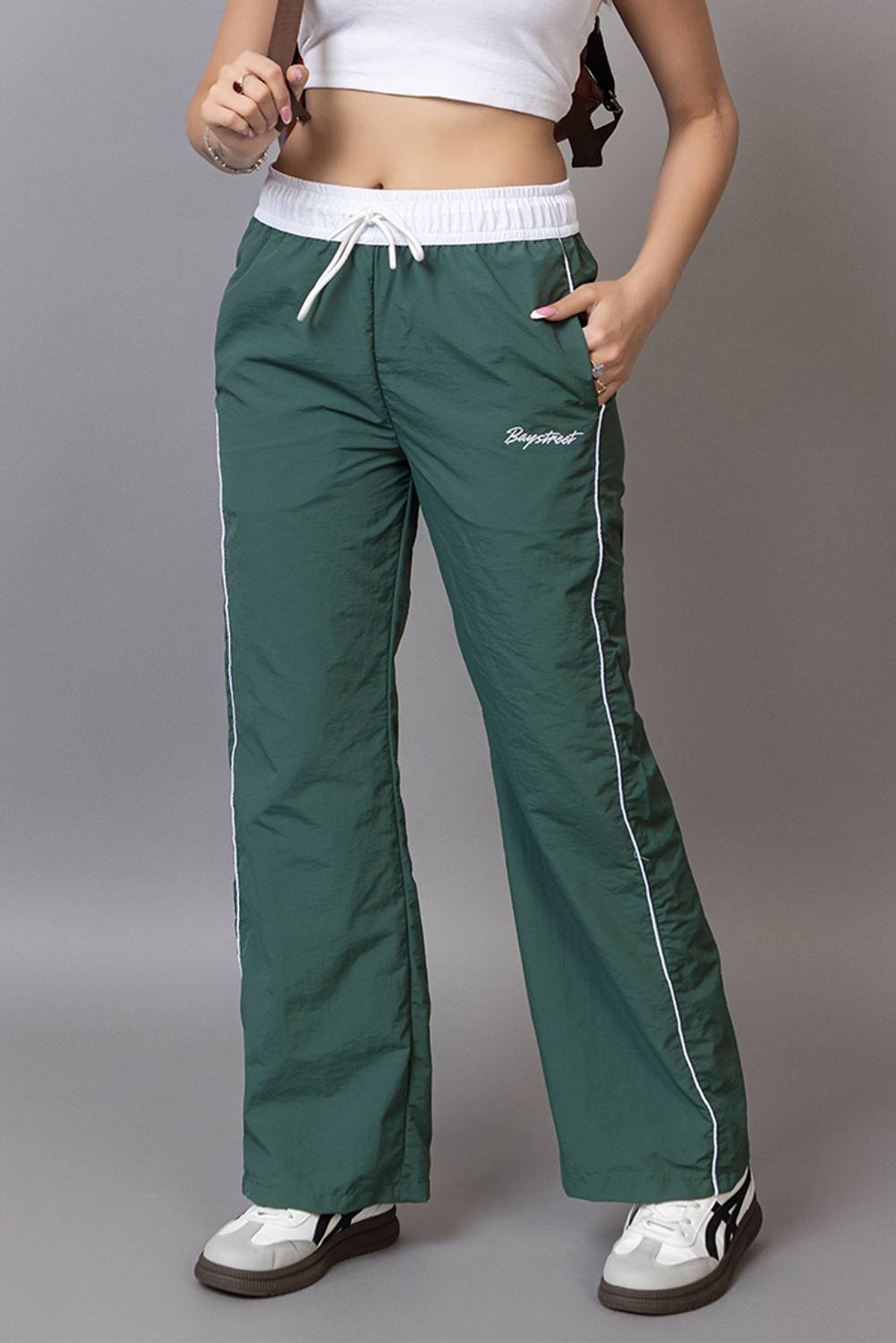 BAYSTREET Solid Women Green Track Pants