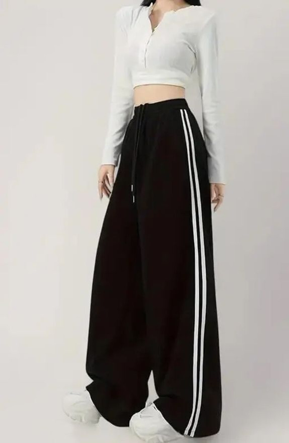 Image of Kiba Retail Striped Women Black Track Pants