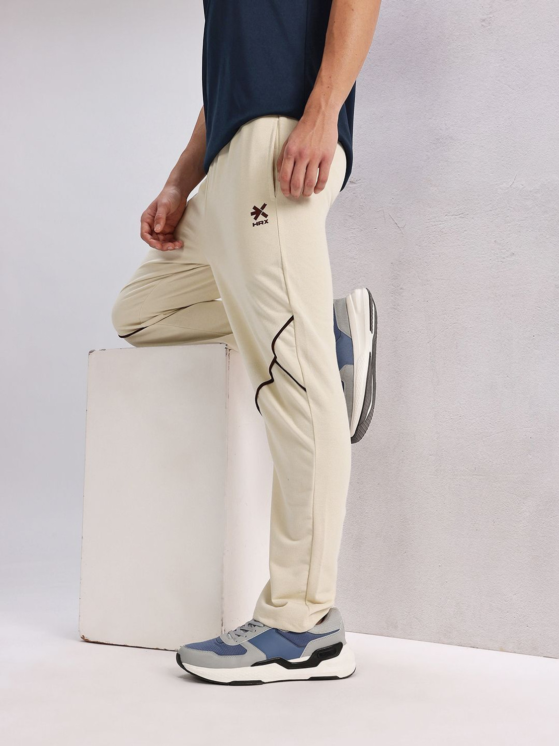 Image of HRX by Hrithik Roshan Solid Men Beige Track Pants