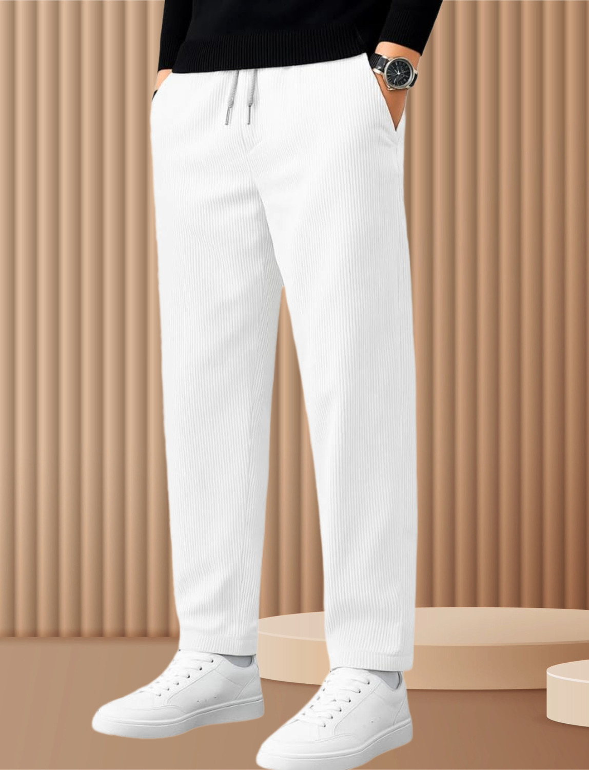 Image of METRONAUT Solid Men White Track Pants
