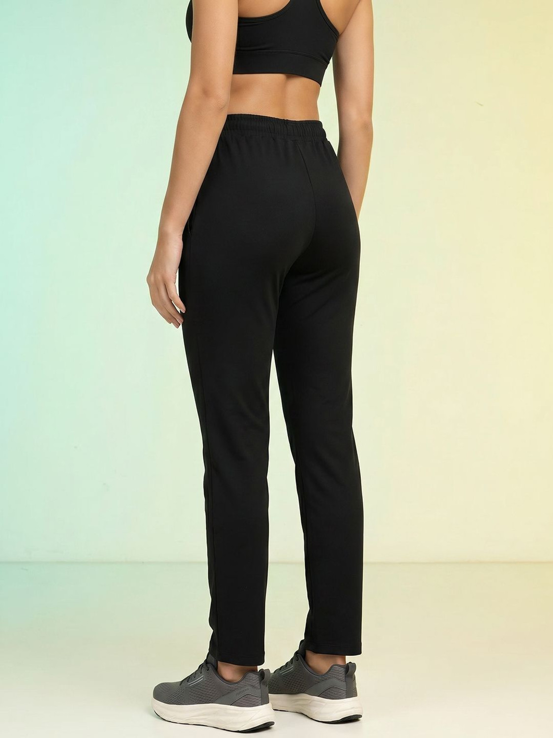 Image of HRX by Hrithik Roshan Self Design Women Black Track Pants