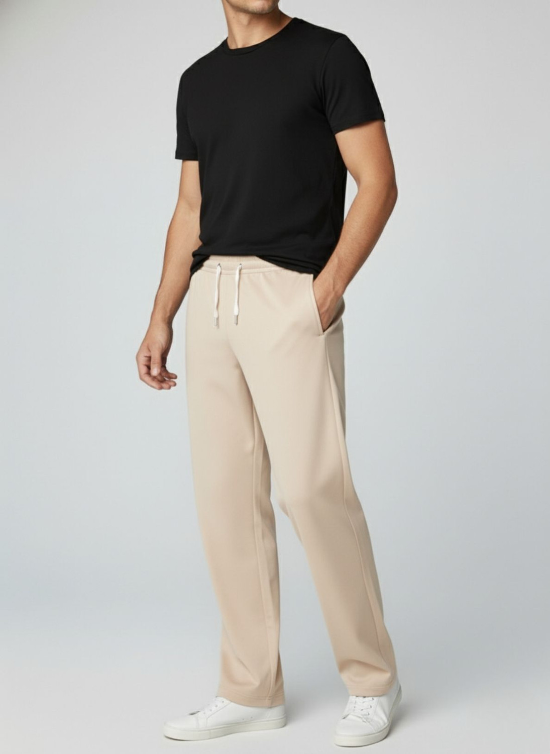 Image of INDICLUB Loose Fit Men Dark Blue, Beige Trousers