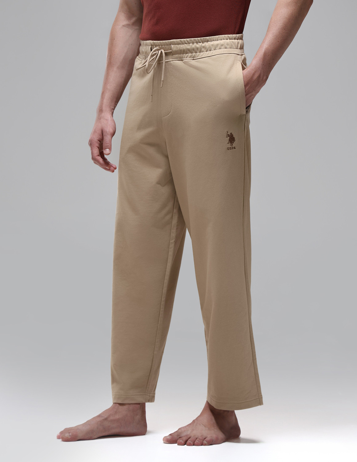 Image of U.S. POLO ASSN. Solid Men Beige Track Pants