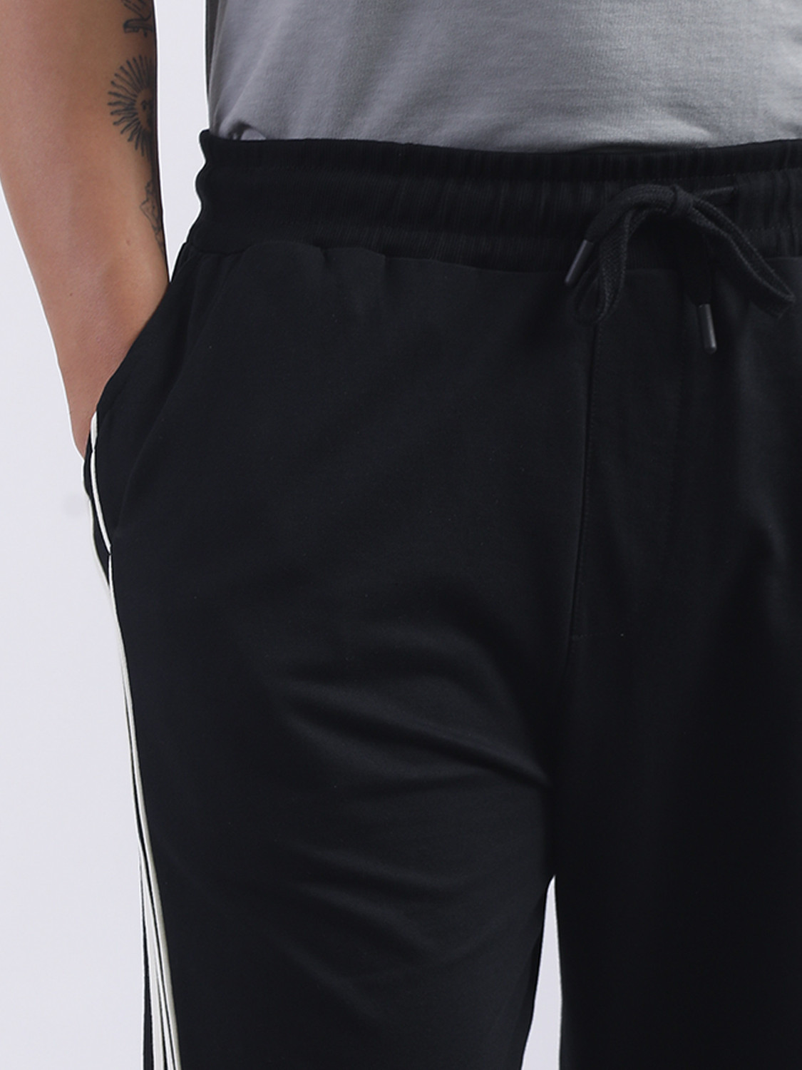 Image of MANIAC Striped Men Black Track Pants