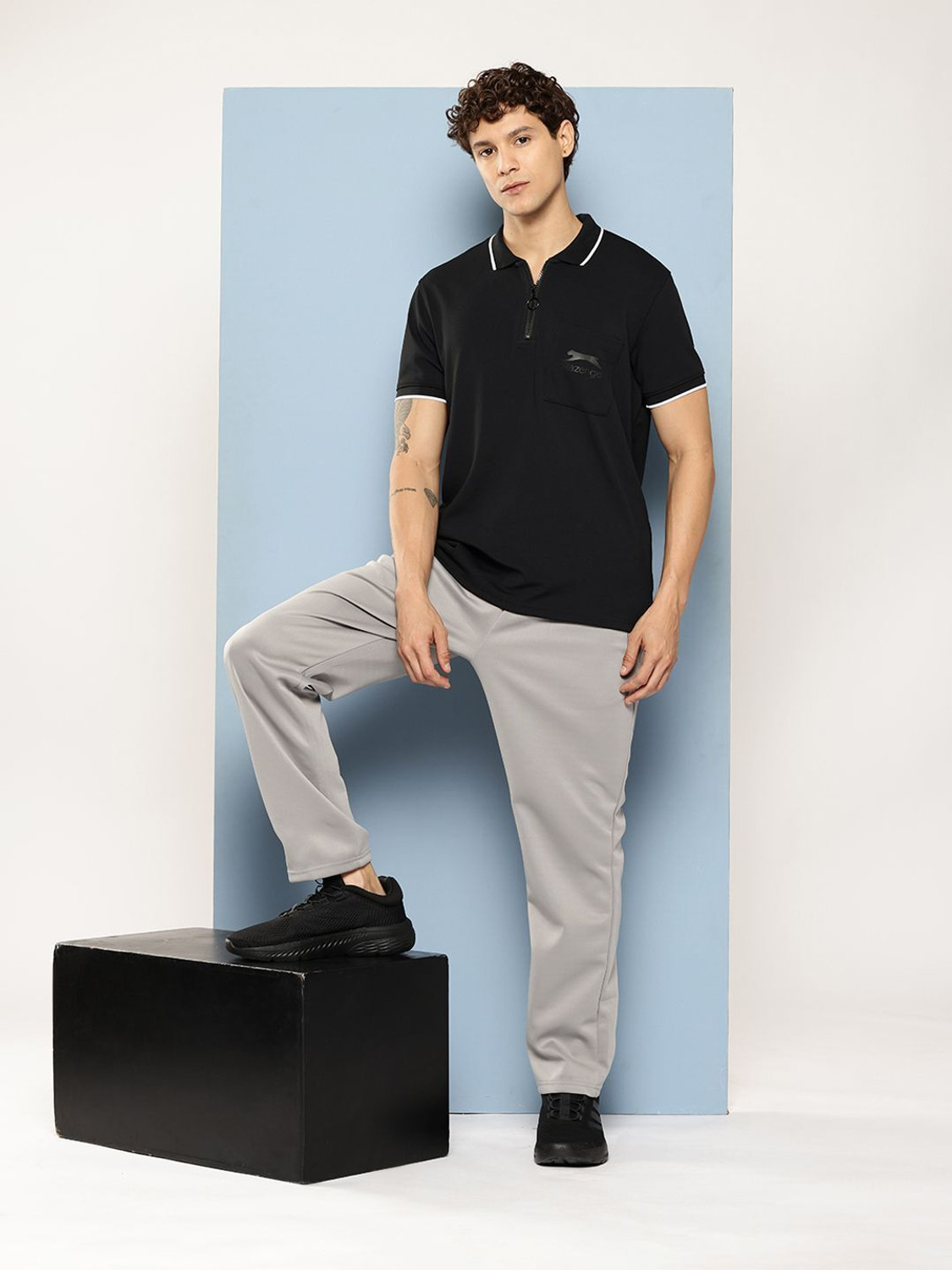 Image of SLAZENGER Solid Men Grey Track Pants