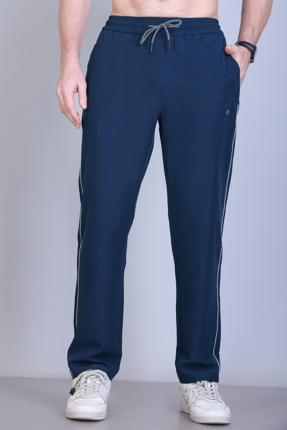 Image of RARE TIMES Solid Men Blue Track Pants