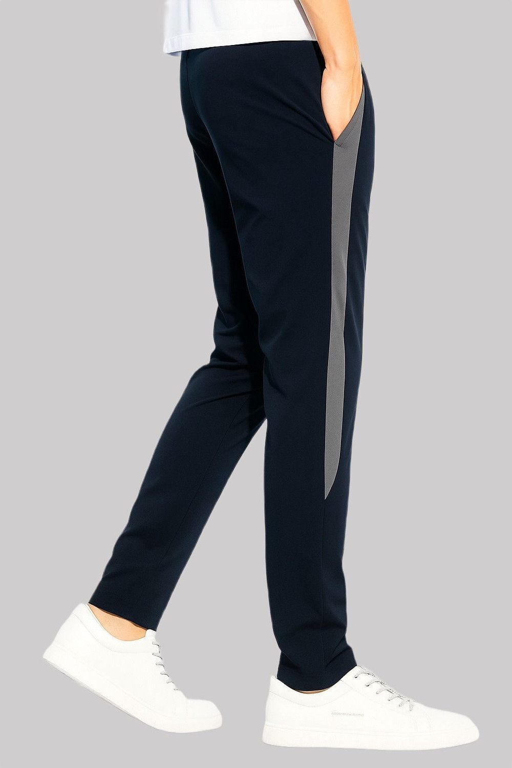 Image of YUNEK Colorblock Men Black, Grey Track Pants